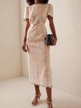 Zimmermann Exclusive Scalloped Linen Midi Dress